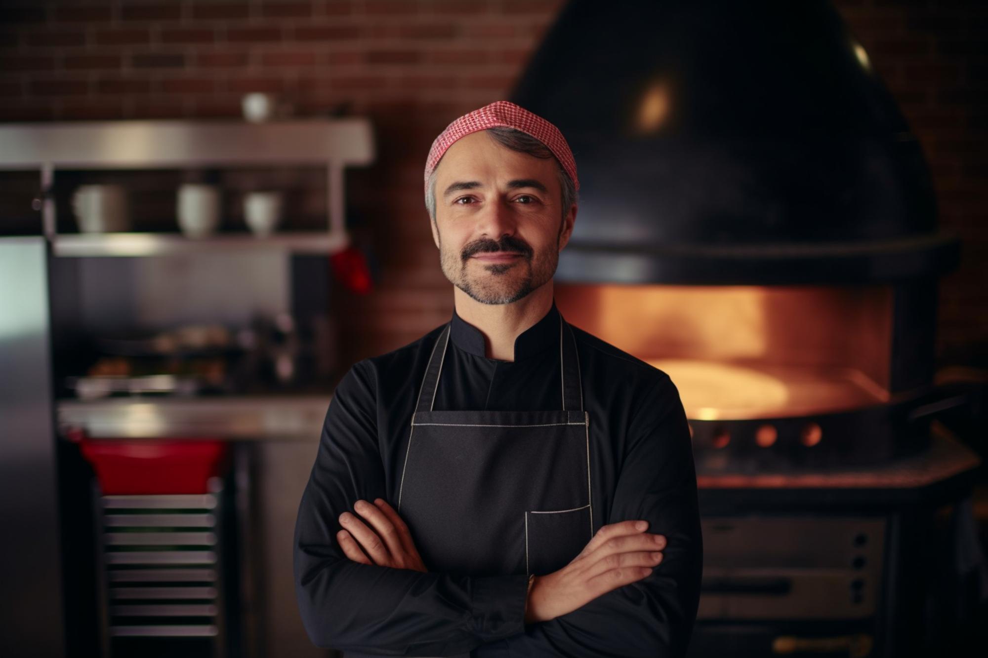 Kurucu şef portresi, mutfakta